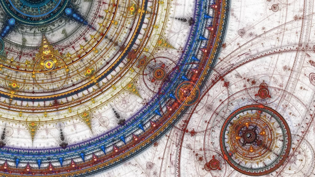 Abstract Colorful Intricate Geometric Fractal Digital