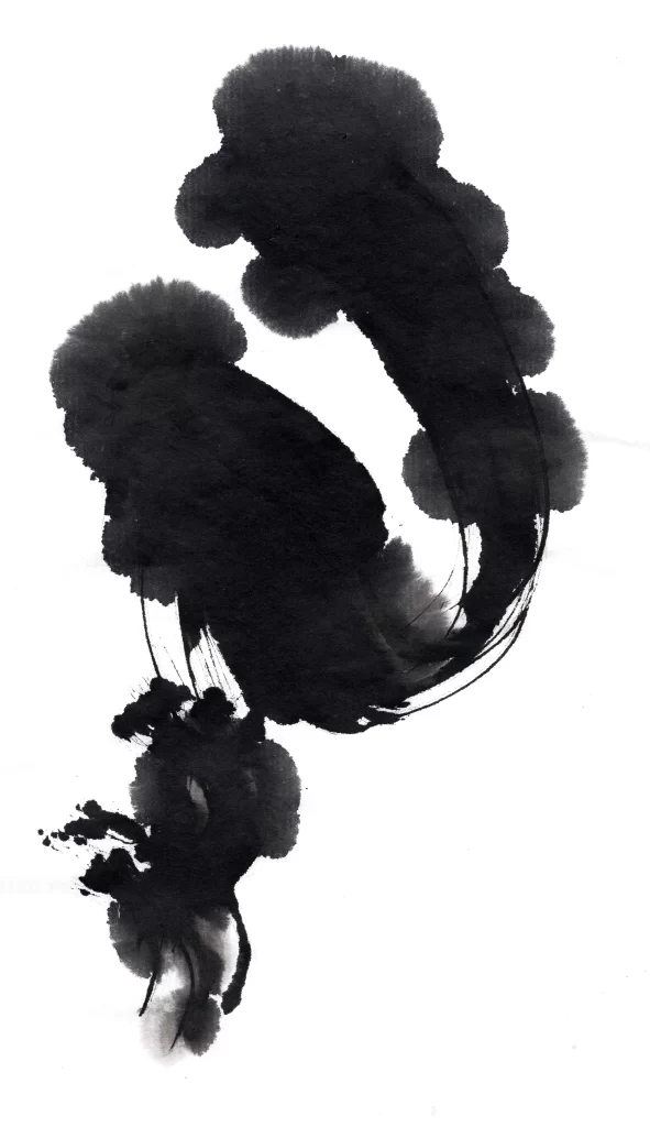 Abstract Ink Wash Black Gradient Flowing Dense