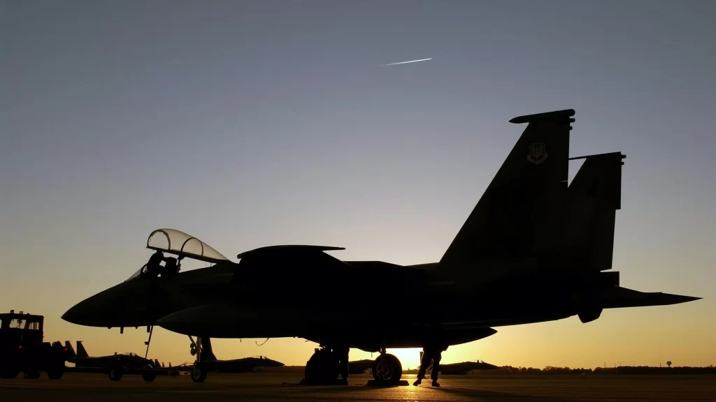 aircraft sunset silhouette military sky runway