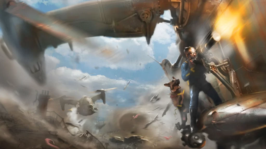 airplane dog action adventure battle chaos