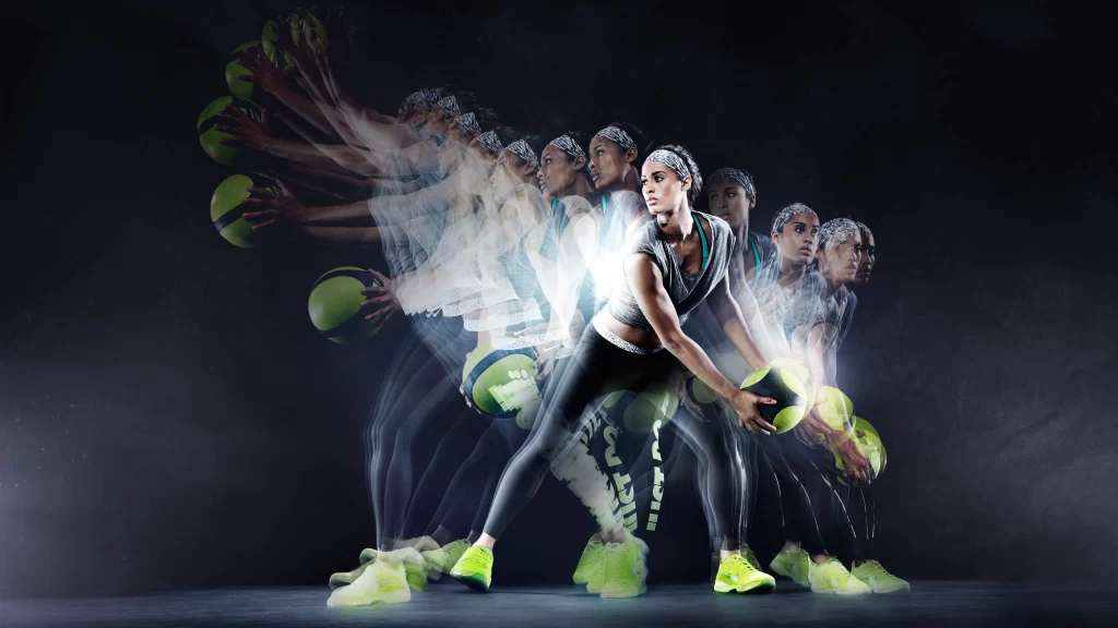 basketball motion multiple exposure athletic dynamic energy action intensity