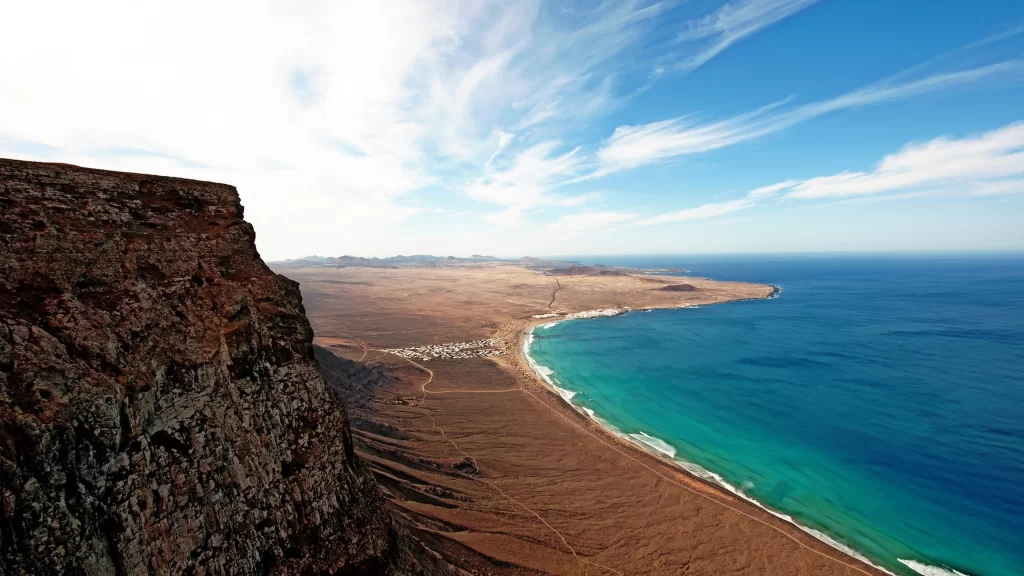 beach ocean cliffs sky clouds landscape