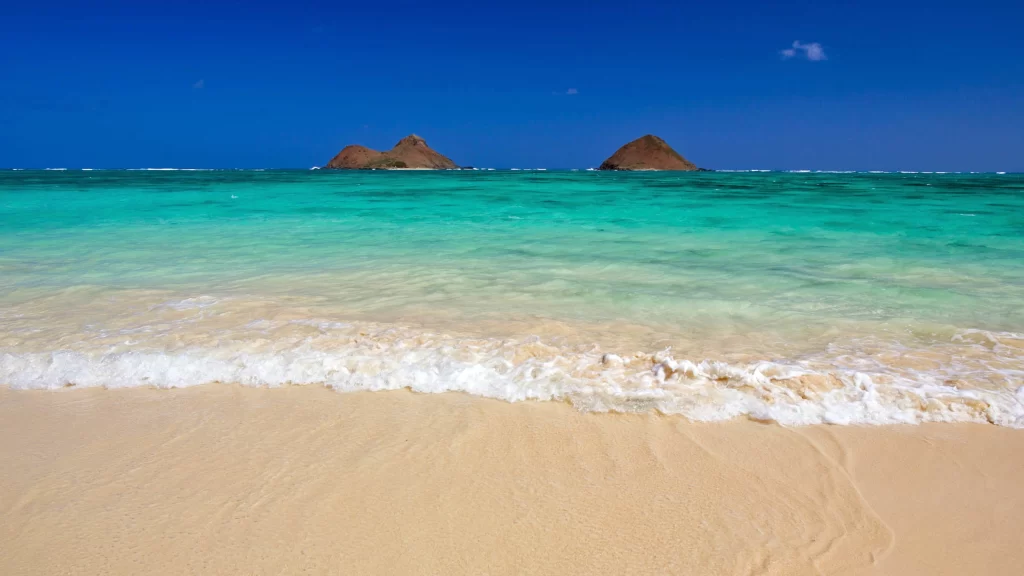 Beach Ocean Waves Sand Islands Sky
