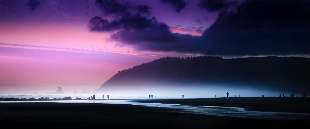 Beach Sunset Clouds Silhouettes Tranquil Nature