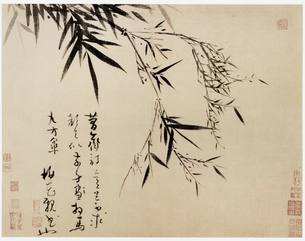 Bending Bamboo Snow Calligraphy Winter Wu Zhen