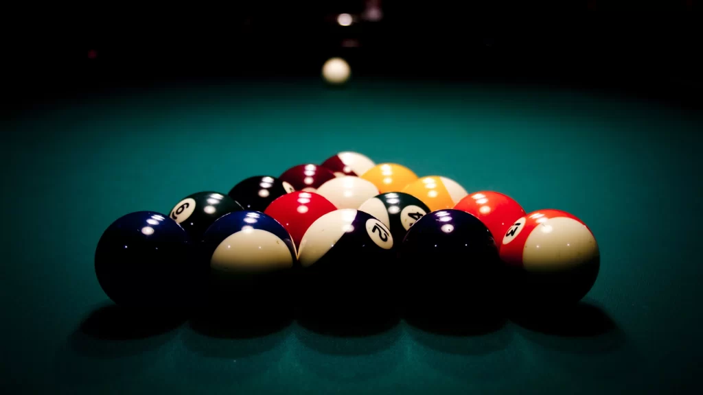 Billiards Pool Table Balls Triangle Cue Ball