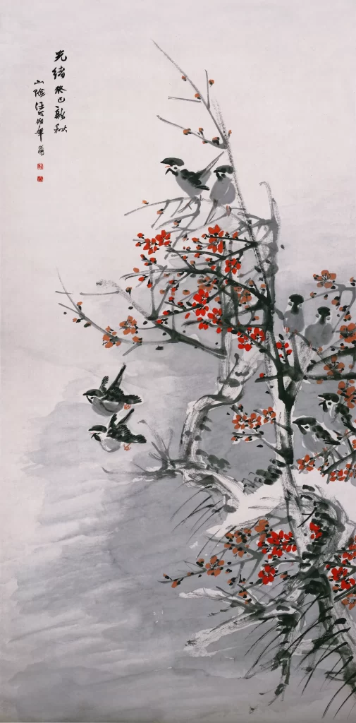 Birds Blossoms Branches Ink Painting Ren Bonian