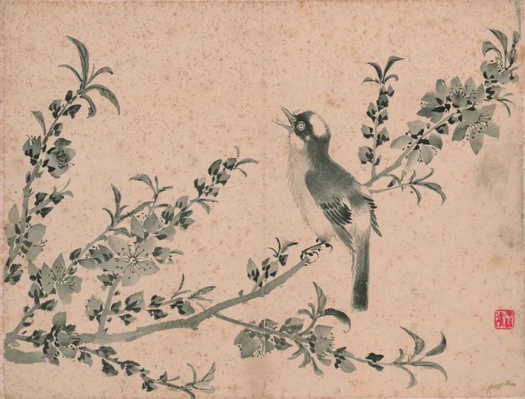 Birds flowers ink wash tranquil Zhang Xuehong