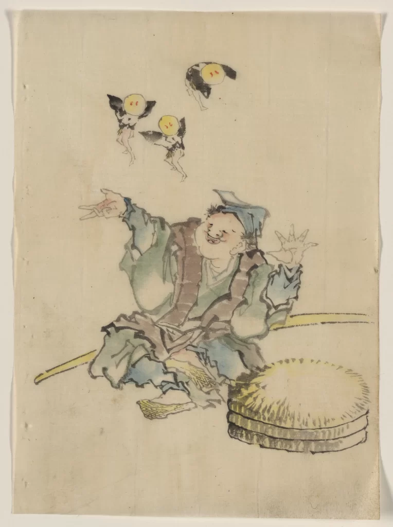 Birds Joyful Gesture Traditional Attire Basket