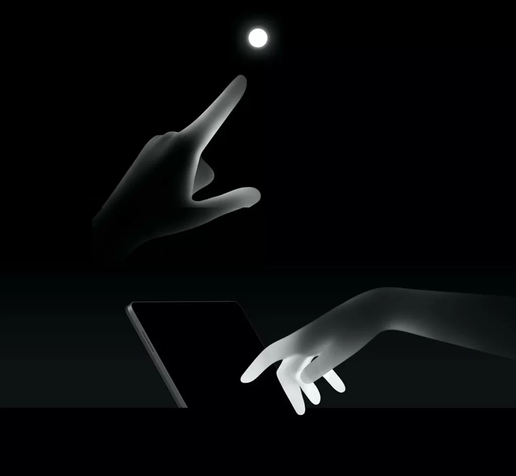 Black And White Hand Tablet Interaction