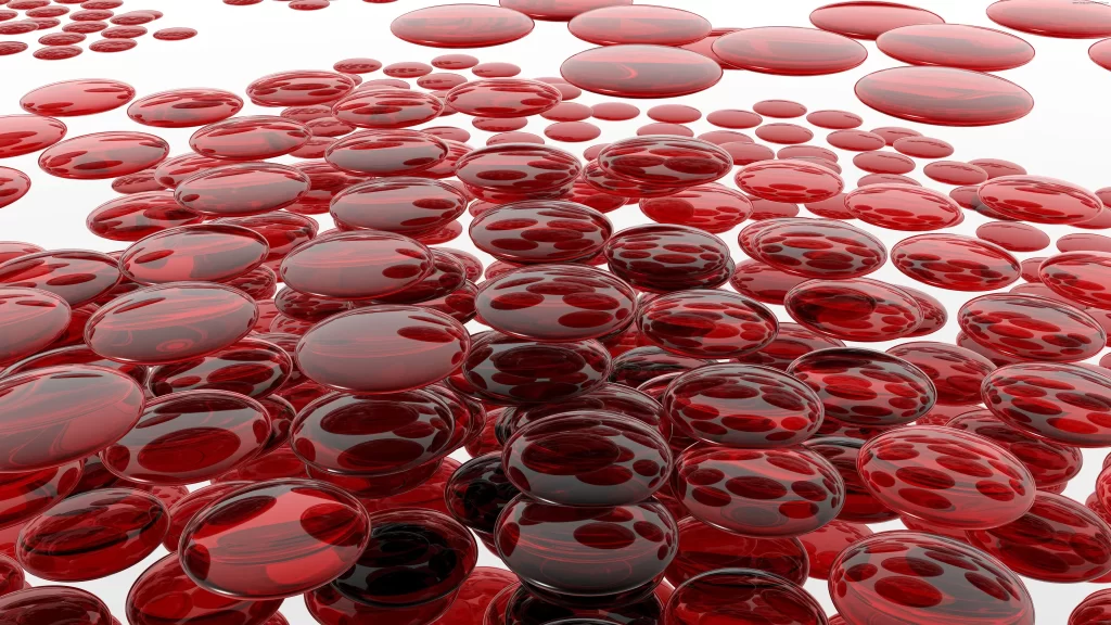 blood cells red round translucent floating medical