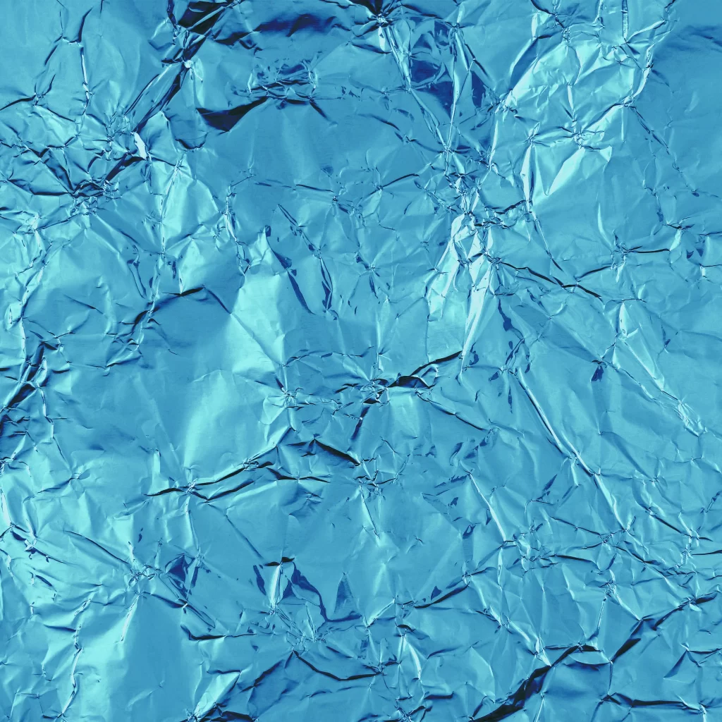 Blue Crumpled Metallic Foil Wrinkled Texture