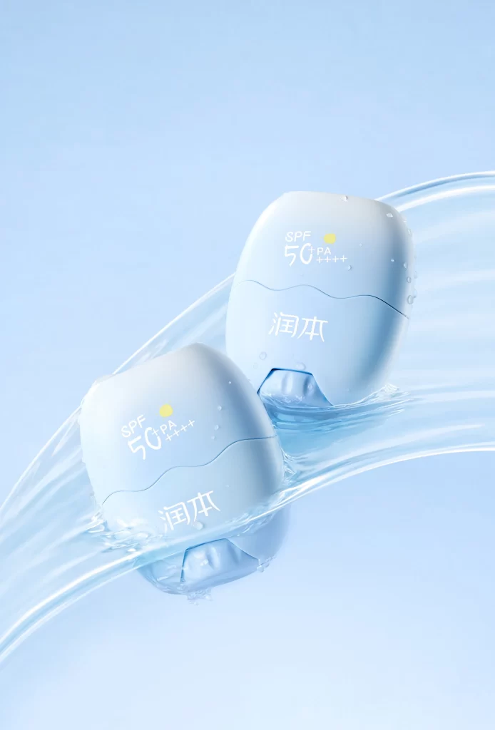 Blue Sunscreen Water Droplets Splash Branding