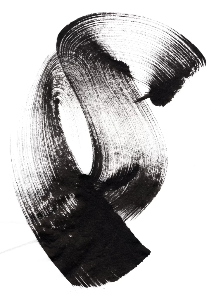 Bold Ink Stroke Black Gray Circular Flow