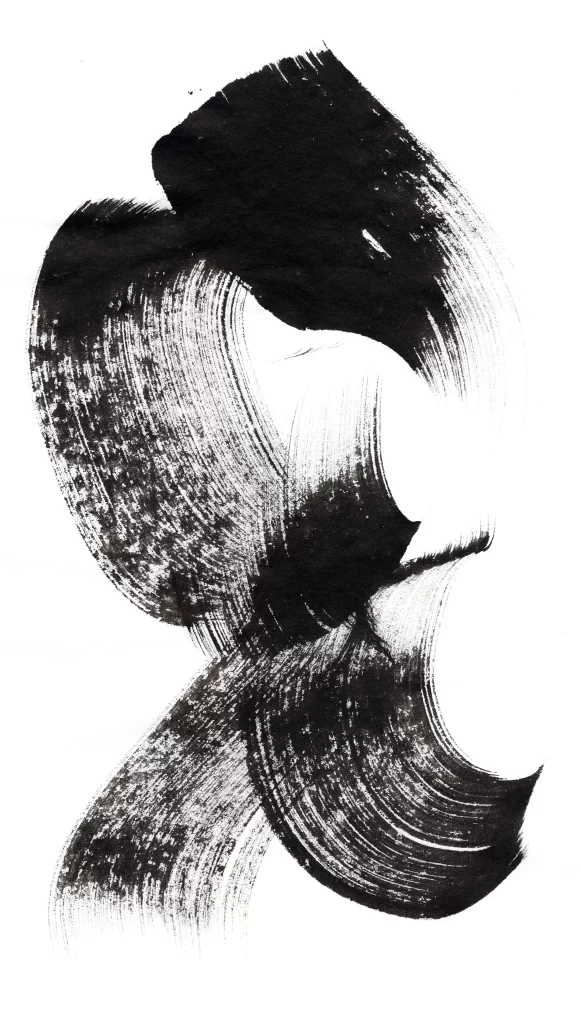 Bold Ink Stroke Black Gray Flowing Circular