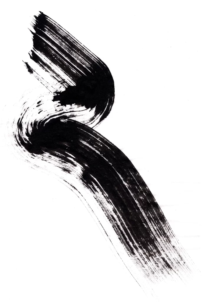 Bold Ink Stroke Black Gray Flowing Circular