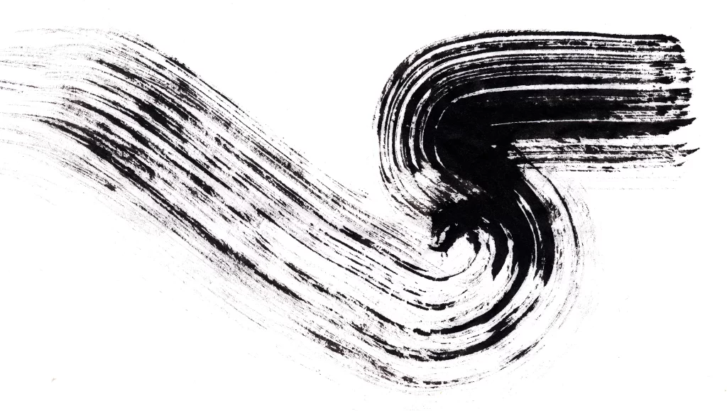 Bold Ink Stroke Black Gray Flowing Circular