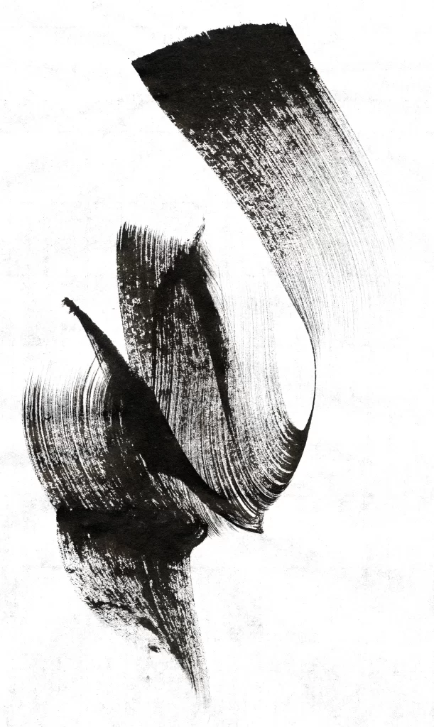 Bold Ink Stroke Black Gray Flowing Circular