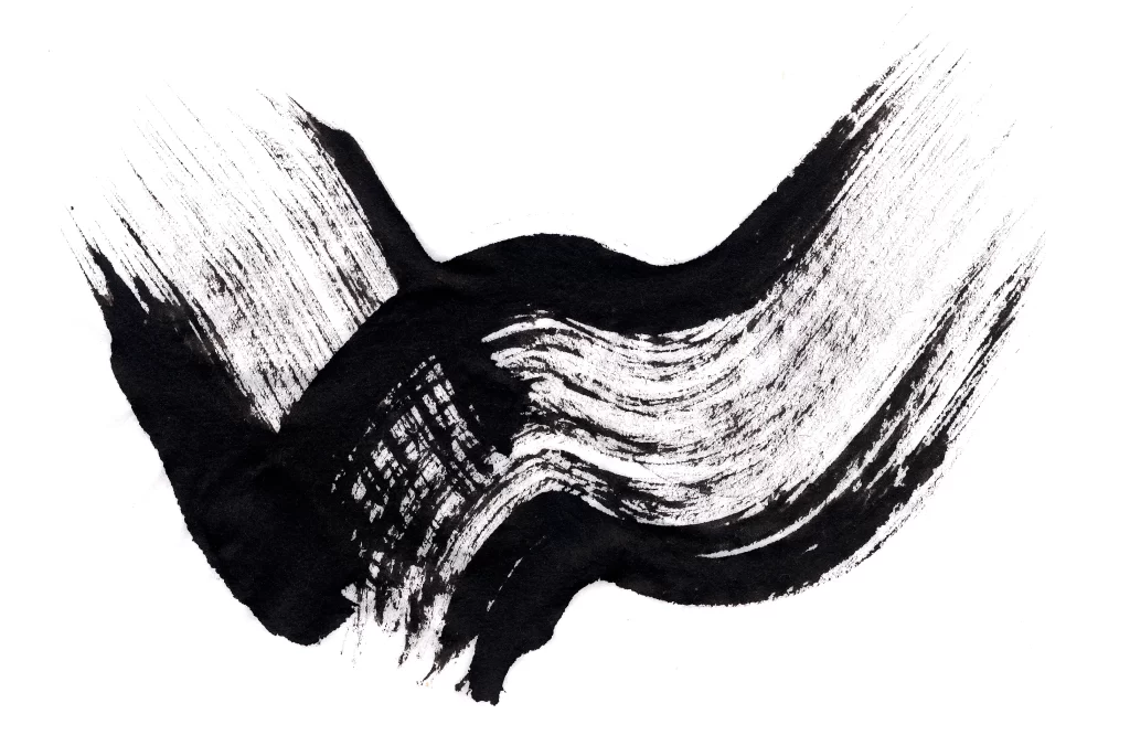 Bold Ink Stroke Black Gray Flowing Horizontal