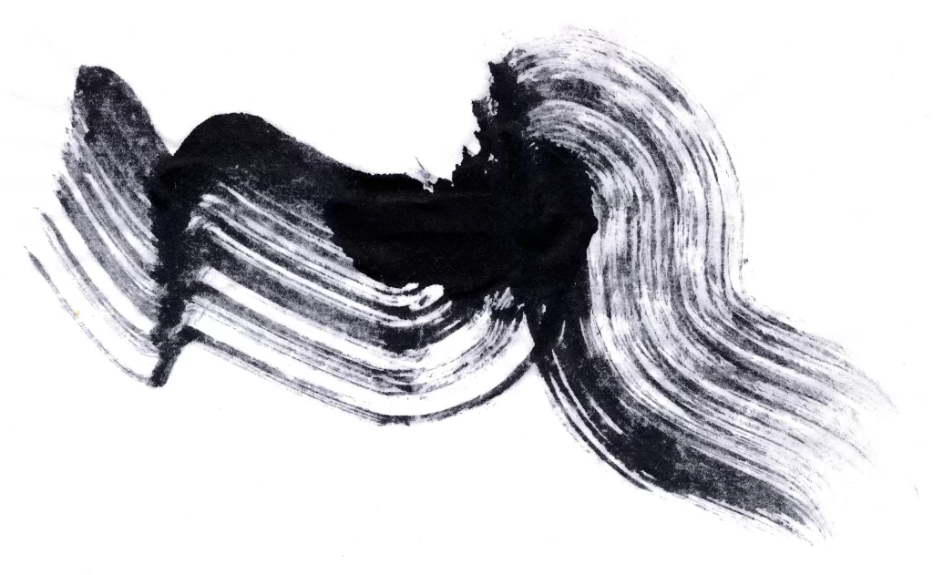 Bold Ink Stroke Black Gray Flowing Horizontal