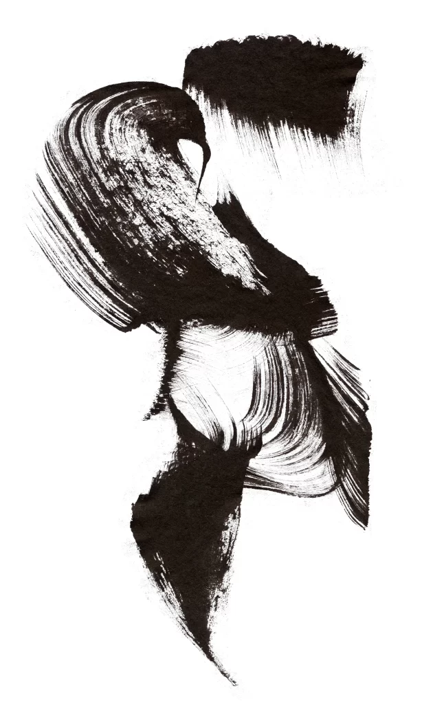 Bold Ink Stroke Black Gray Flowing Sharp Circular