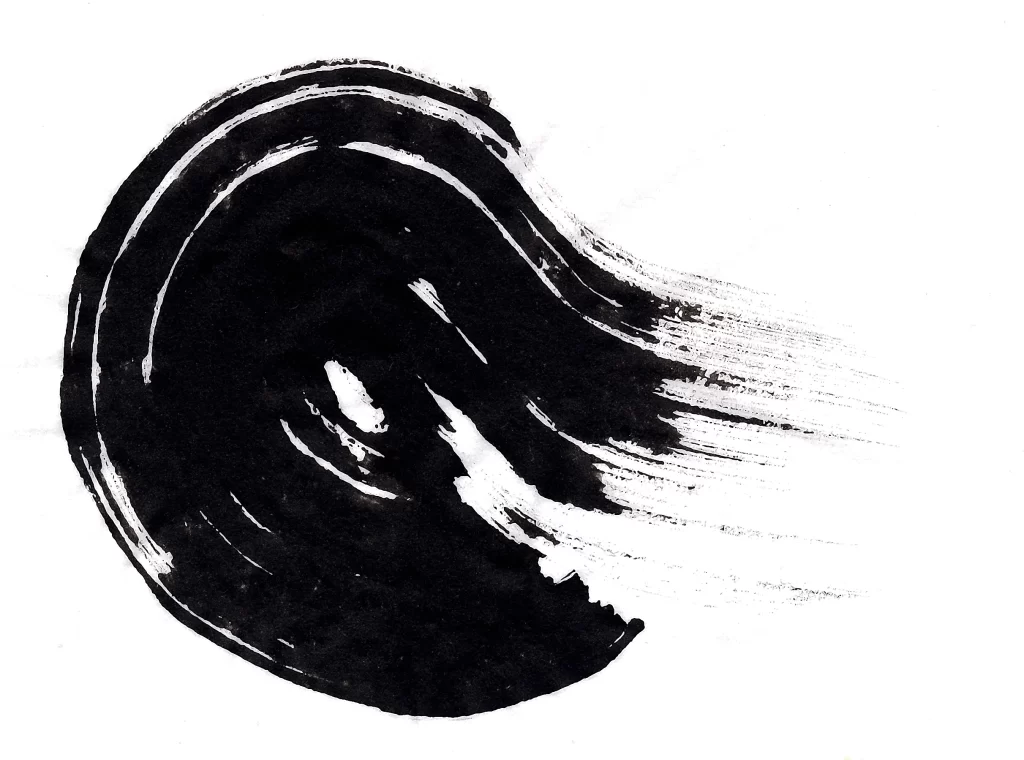 Bold Ink Stroke Black White Flowing Circular