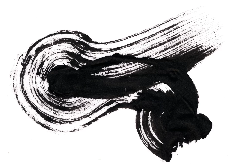 Bold Ink Stroke Black White Flowing Circular