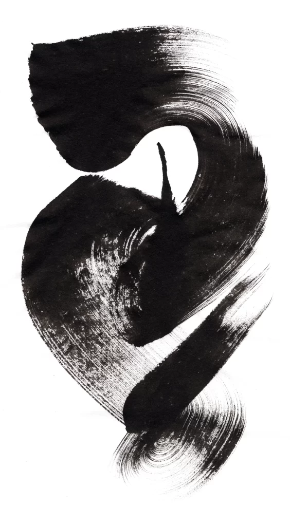Bold Ink Stroke Black White Flowing Circular