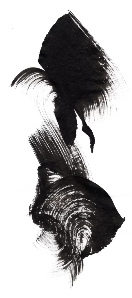 Bold Ink Stroke Black White Flowing Circular Vertical