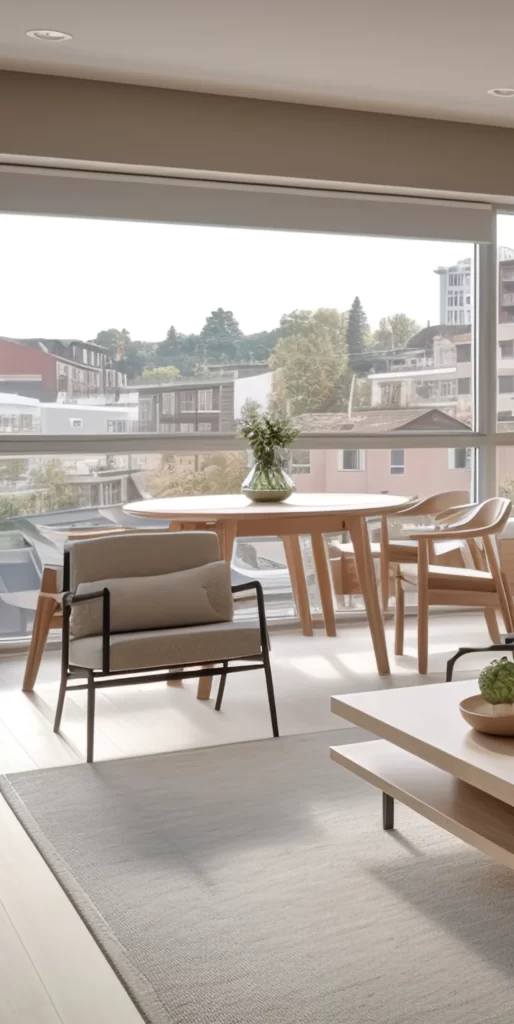 Bright Minimalist Living Space With Panoramic Urban Views