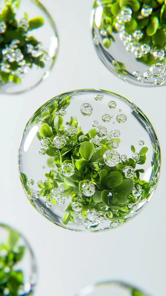 Bubble Green Leaves Water Clear