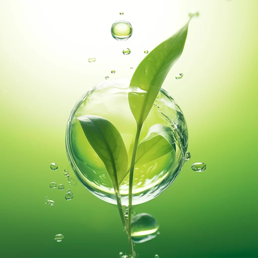 Bubble Green Leaves Water Droplets Nature