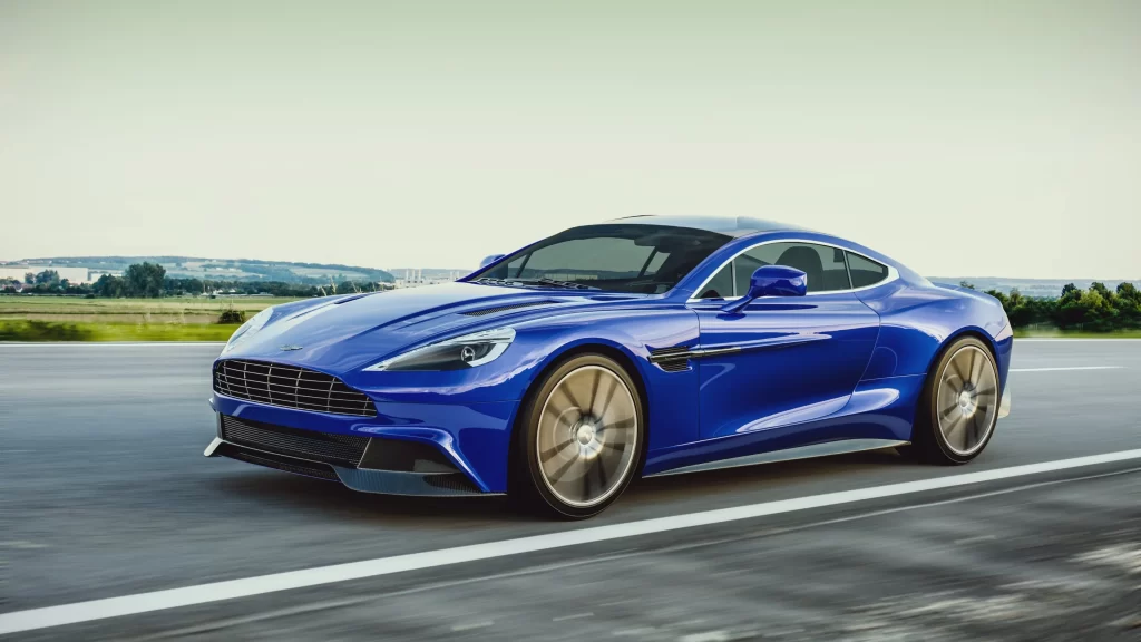 car blue road luxury sports design