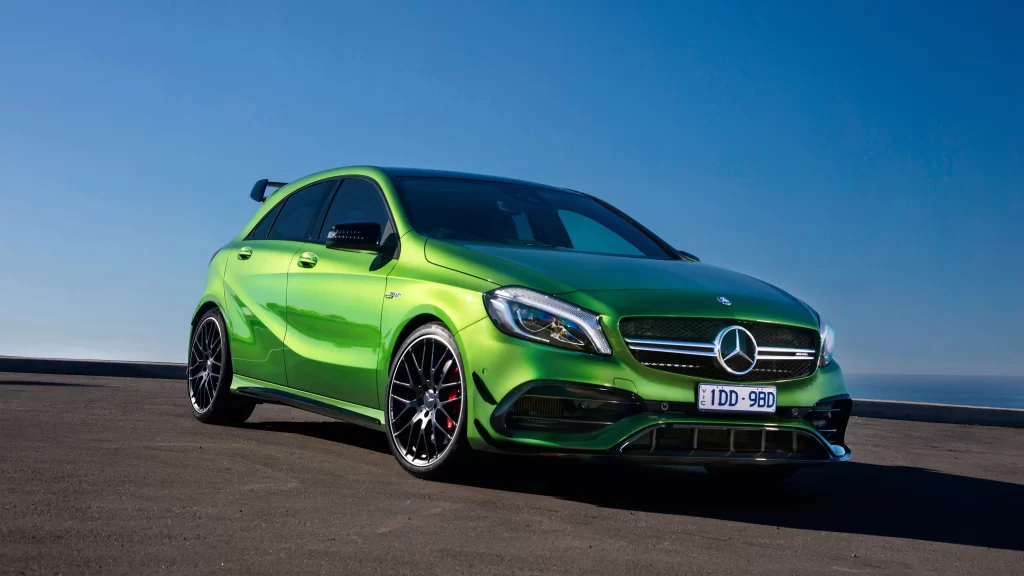 car green Mercedes sporty design license plate