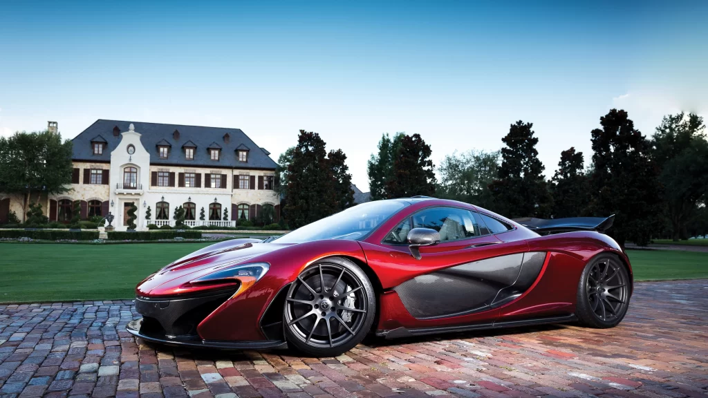 car luxury mansion red sports vehicle