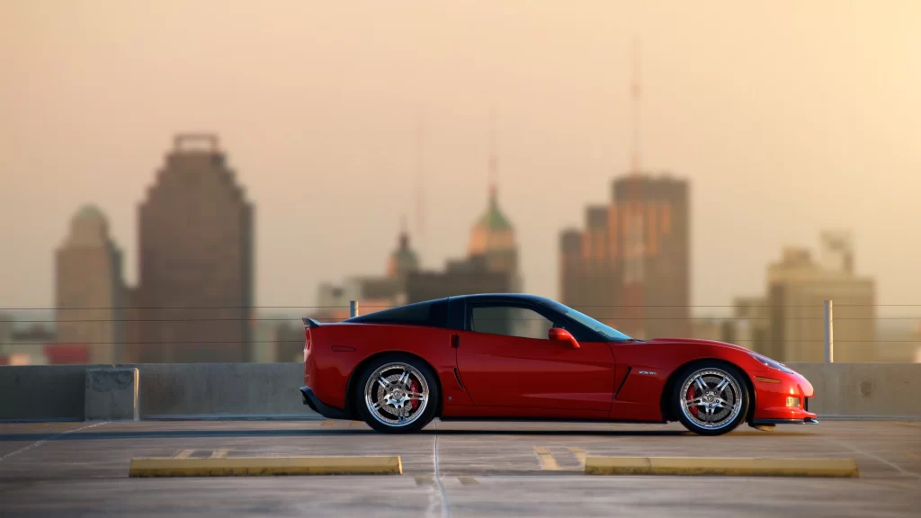 car red city skyline parking urban