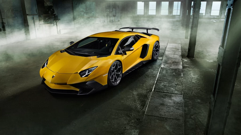 yellow Lamborghini luxury sports car