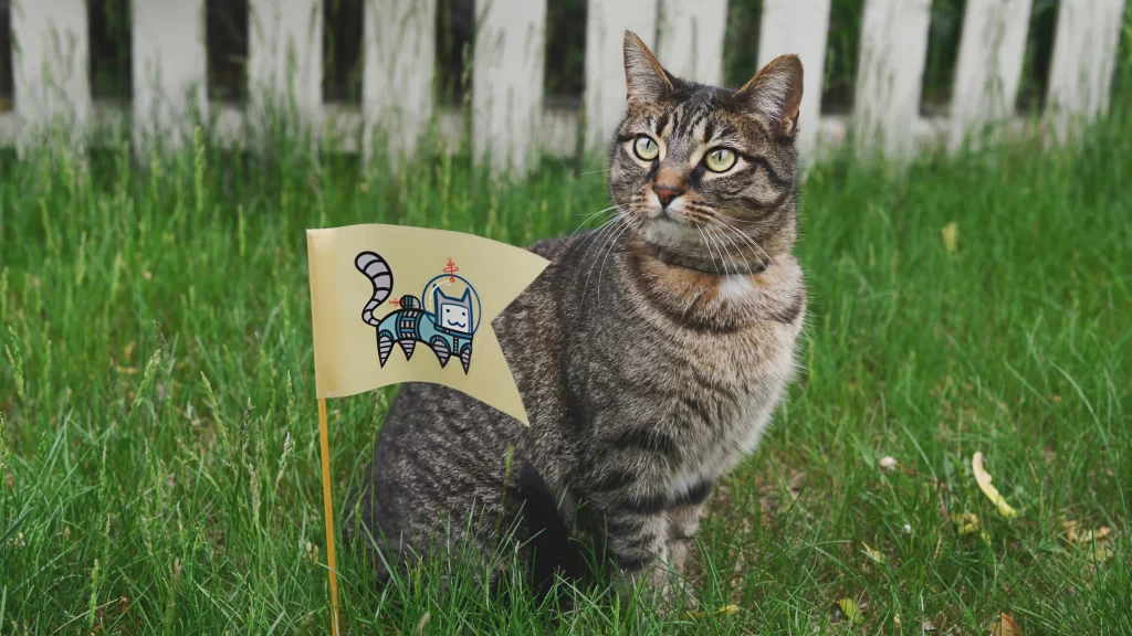 Cat Grass Flag Garden Space