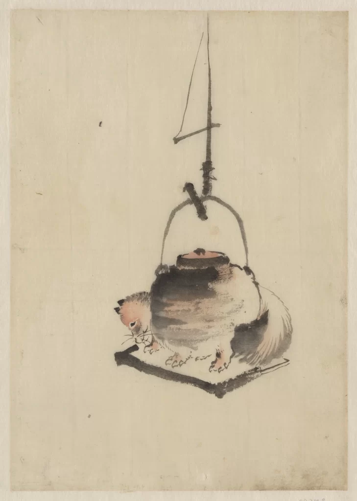 Cat Teapot Hanging Kettle Edo Period