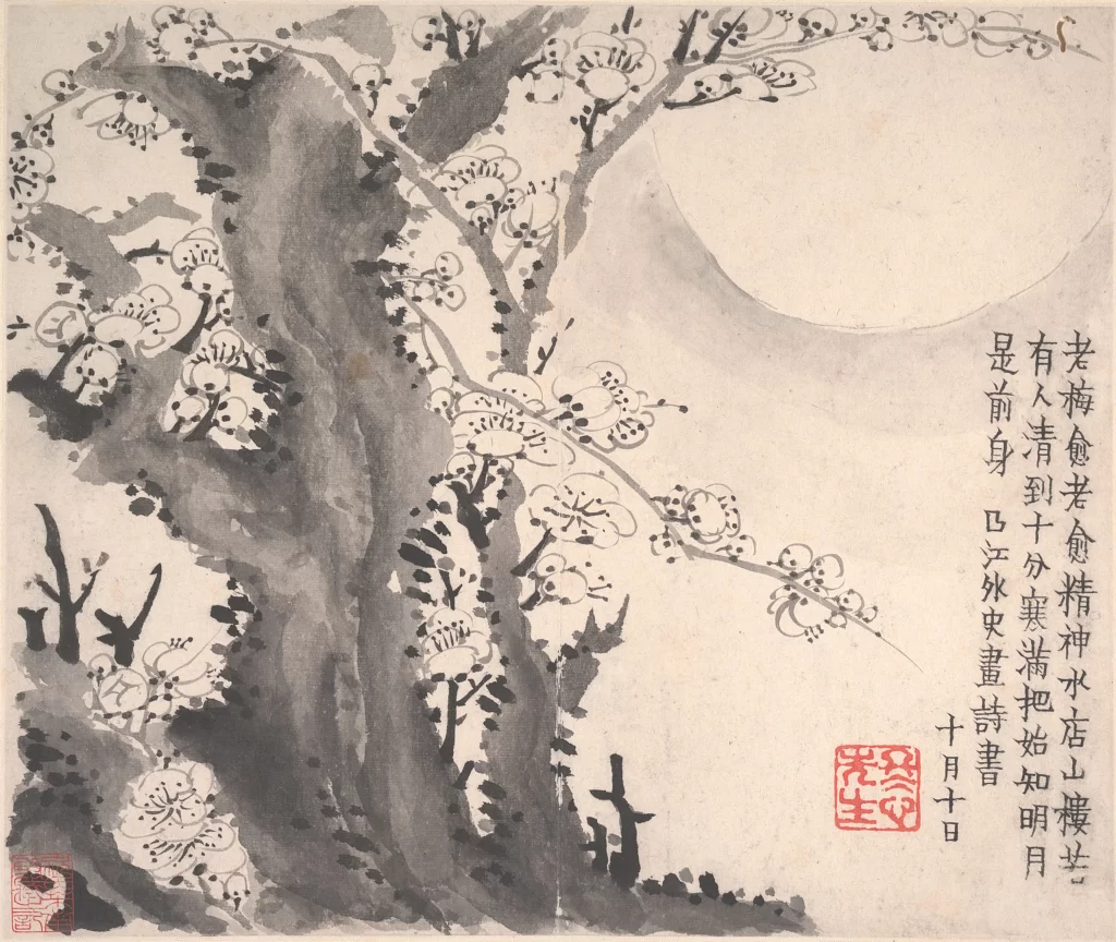 Cherry blossom moon traditional ink Jin Nong