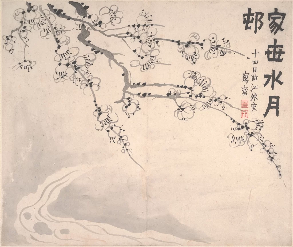 Cherry blossoms traditional ink wash Jin Nong