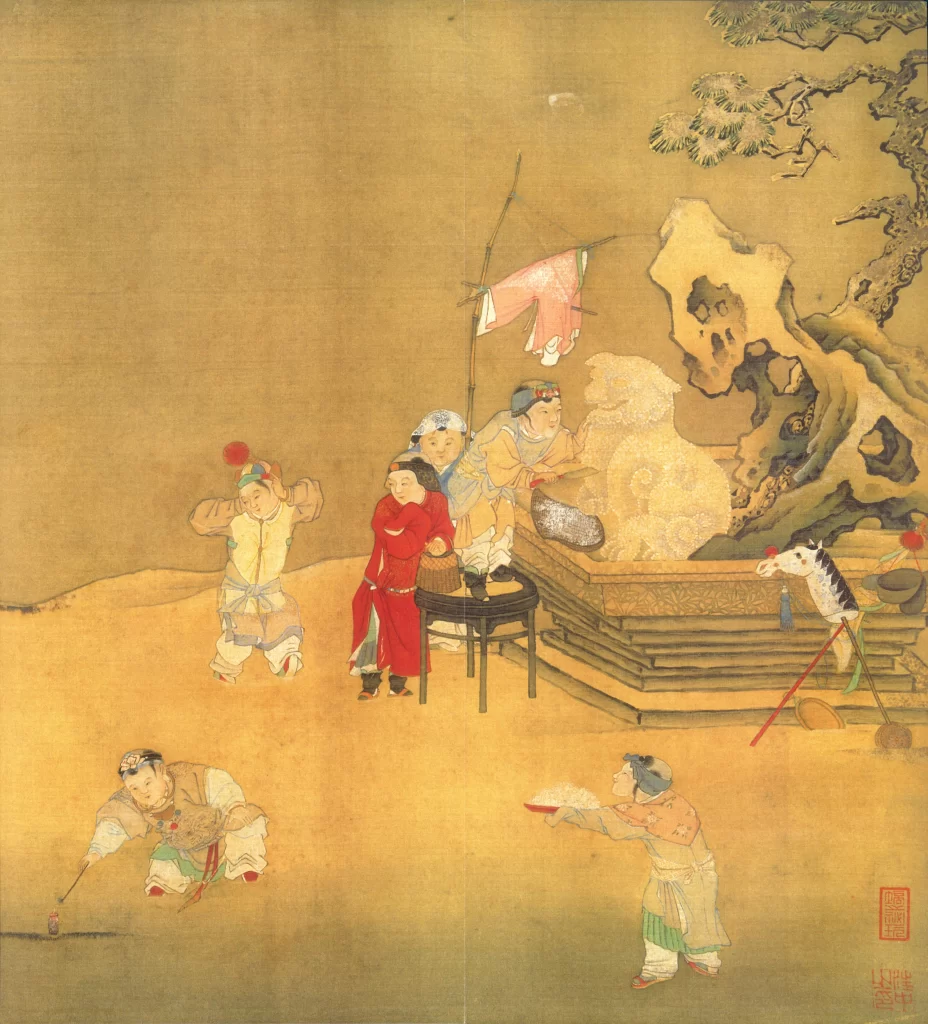 Children Playing Snow Firecrackers Wang Zhong