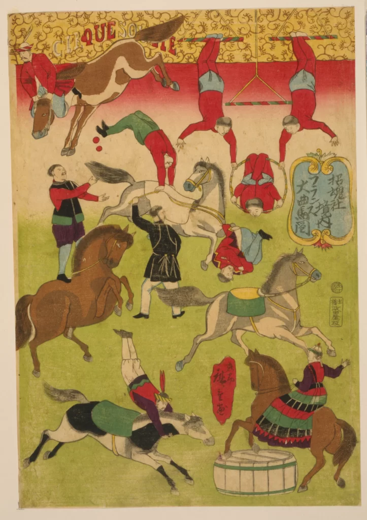 Circus Horses Acrobats Performers Traditional Art