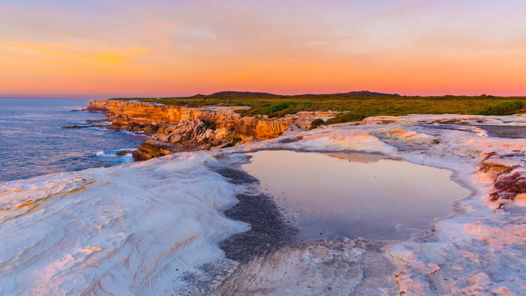 coastal landscape sunset cliffs ocean reflection