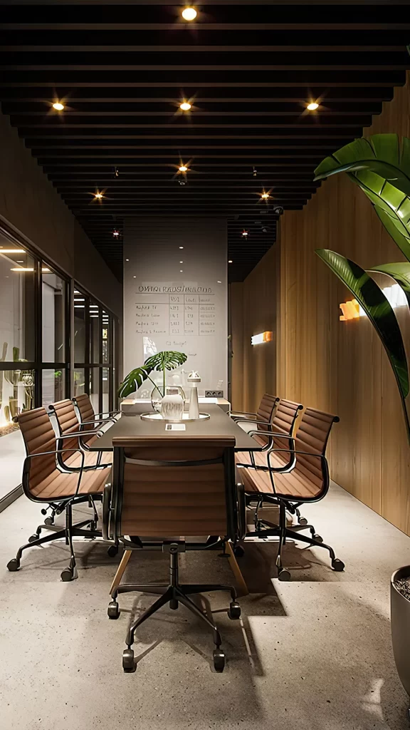 Contemporary Conference Room With Leather Chairs