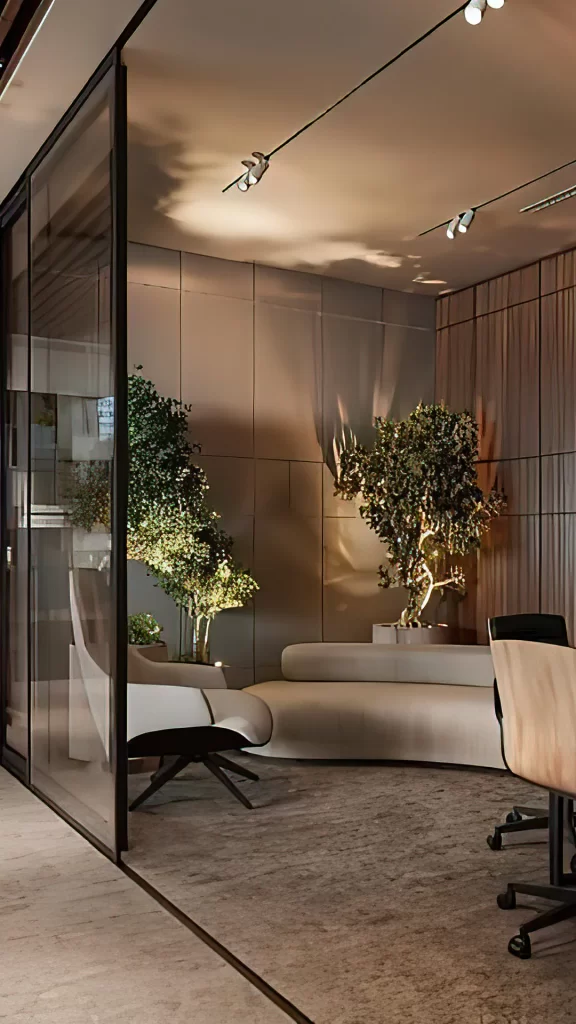 Contemporary Minimalist Lounge With Trees