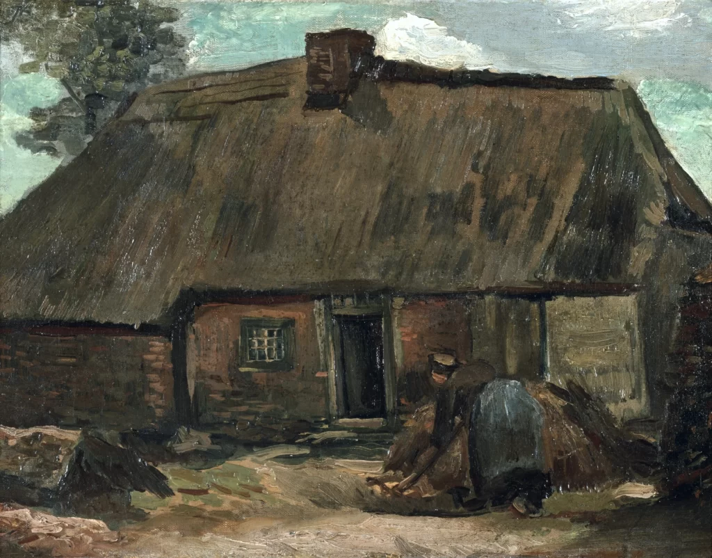Cottage with Peasant Woman Digging Van Gogh
