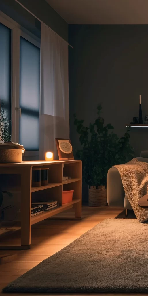 Cozy Living Room Interior With Warm Evening Lighting