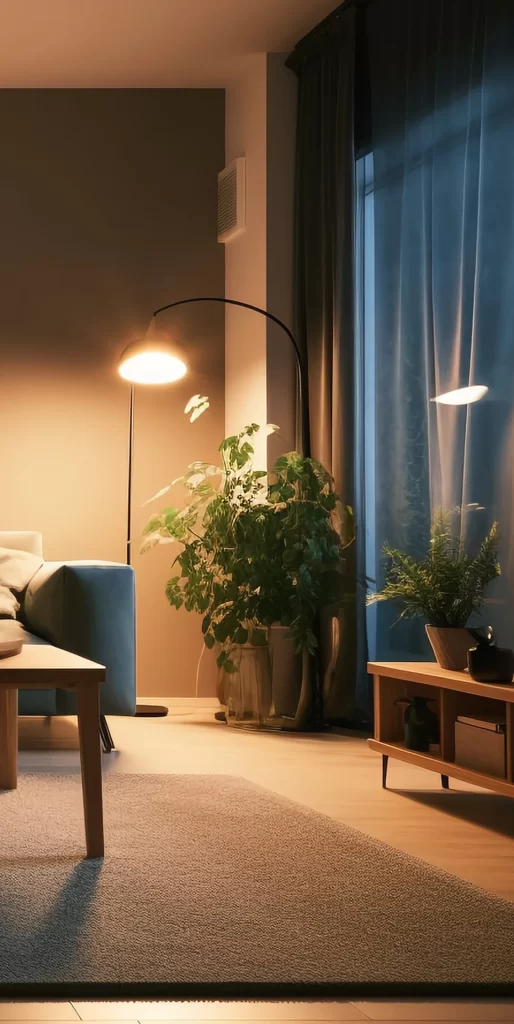 Cozy Modern Living Room With Lush Plant