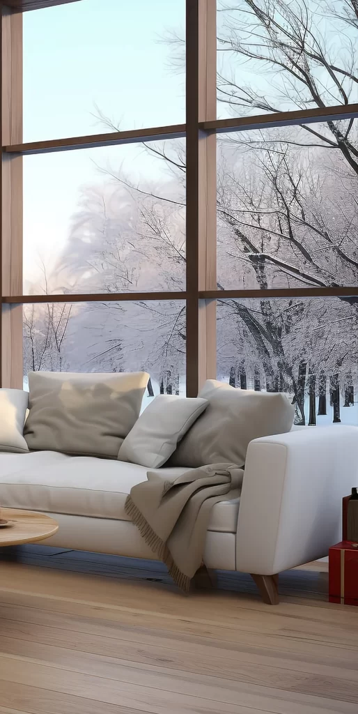 Cozy Modern Sofa With Winter Window View